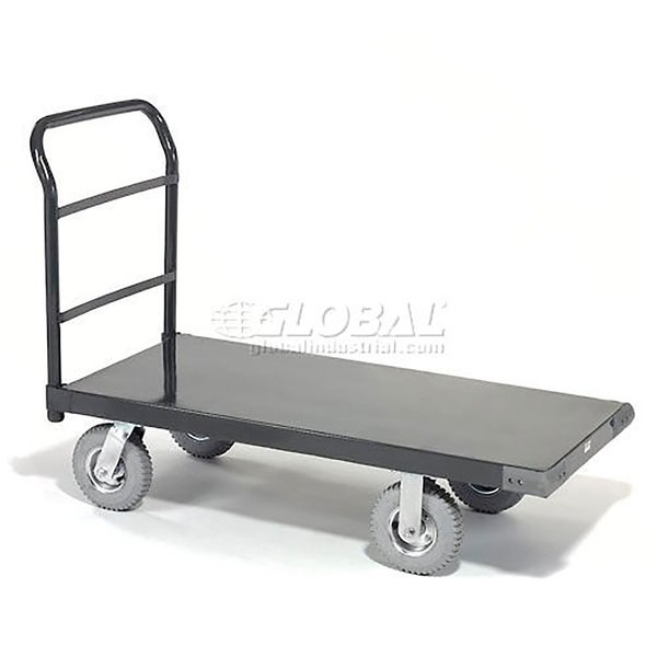 Global Industrial Platform Truck w/Steel Deck, 8 Pneumatic Casters, 36 x 24, 1200 Lb. Capacity 952110P